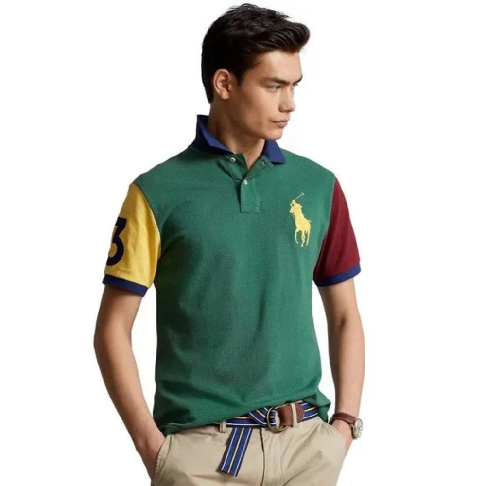 NWT 2022 $148 Polo Ralph Lauren MENS Big Pony Mesh Polo #3 Patch Size: 3XB